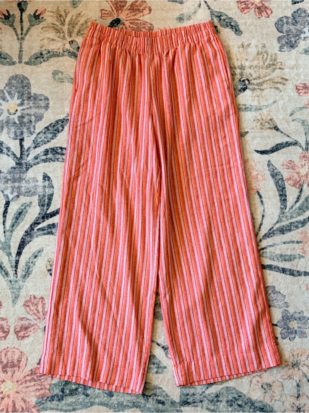 Old Navy Striped Wide-Leg Pants in Coral and White
